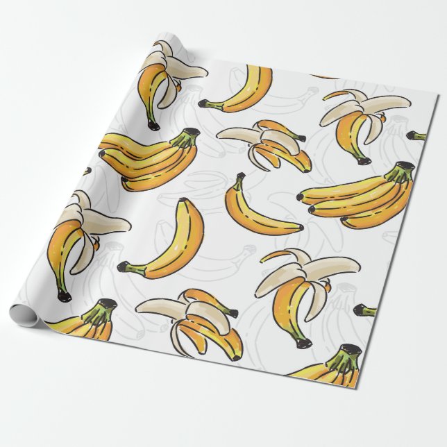 Papier Cadeau Bananes grand motif transparent (Déroulé)