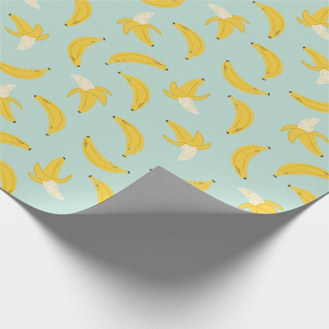 Papier Cadeau Bananes mignonnes sur bleu clair (Coin)