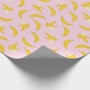 Papier Cadeau Bananes mignonnes sur rose clair