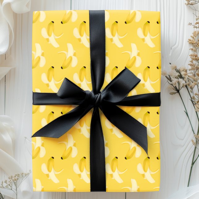 Papier Cadeau Bananes sur Motif de fruits jaunes (Créateur téléchargé)