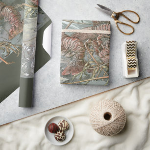Papier Cadeau Banc de homards dans l'océan, Art nouveau vintage
