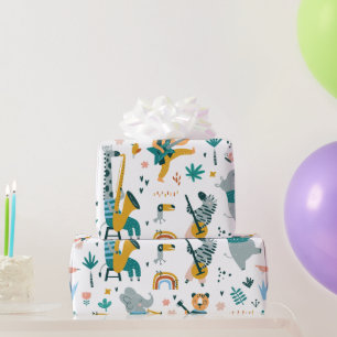 Papier Cadeau Bande d'animaux de dessin