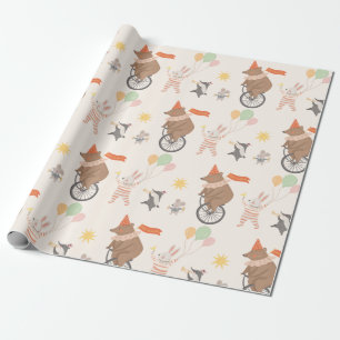 Papier Cadeau Bande d'animaux mignons Anniversaire