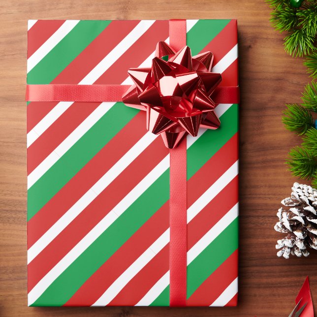 Papier Cadeau Bande de bonbons Noël Rouge Vert Blanc (Créateur téléchargé)