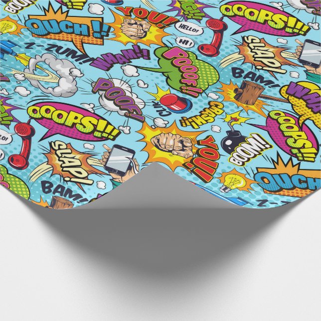 Papier Cadeau Bande dessinée colorée motif thématique (Coin)