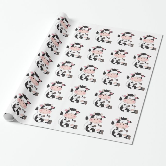 Papier Cadeau Bande dessinée mignonne de vache (Déroulé)