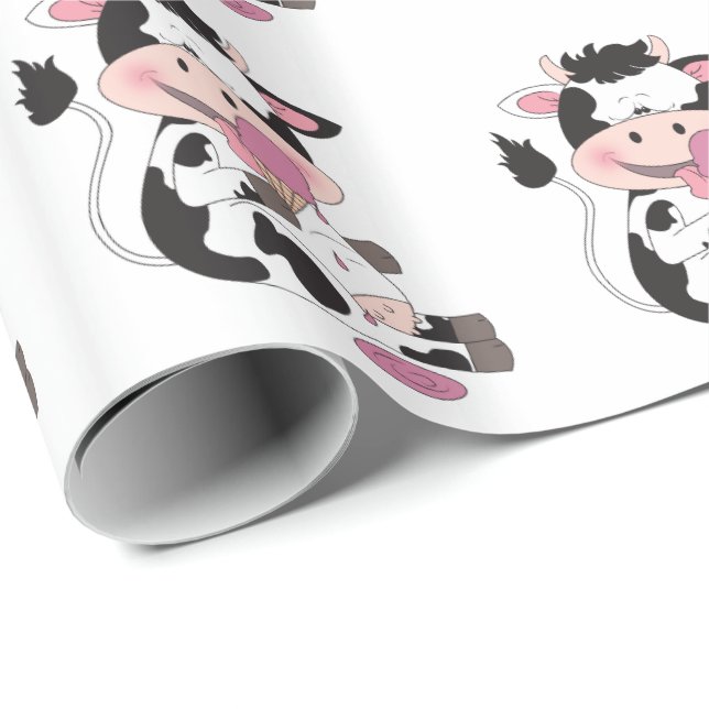 Papier Cadeau Bande dessinée mignonne de vache à bébé avec son (Coin rond)