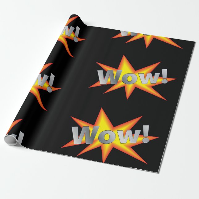 Papier Cadeau Bande dessinée wow d'amusement ! (Déroulé)