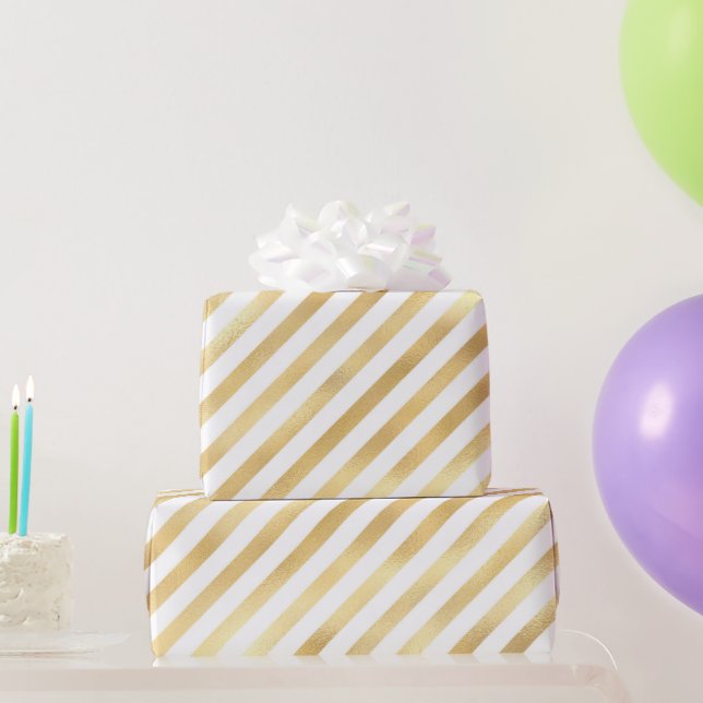 Papier Cadeau Bande diagonale en or glam (Cadeaux de fête)