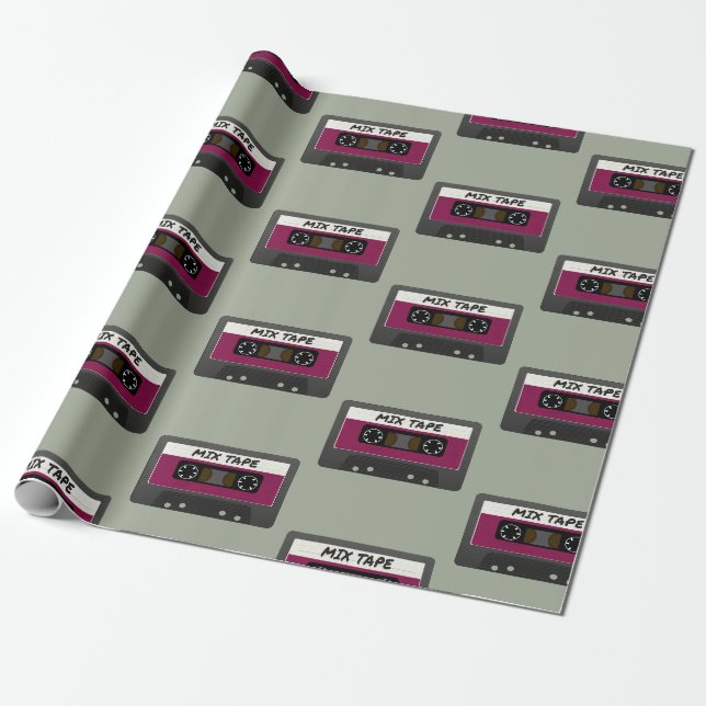 Papier Cadeau Bande Mix Violet - Années 80 Et 90 Cadeaux Inspiré (Déroulé)