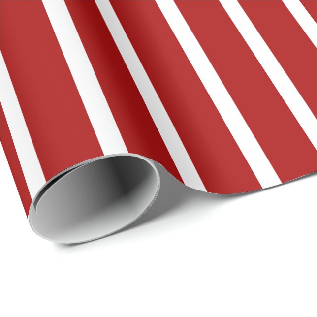 Papier Cadeau Bande rouge et blanche (Coin rond)