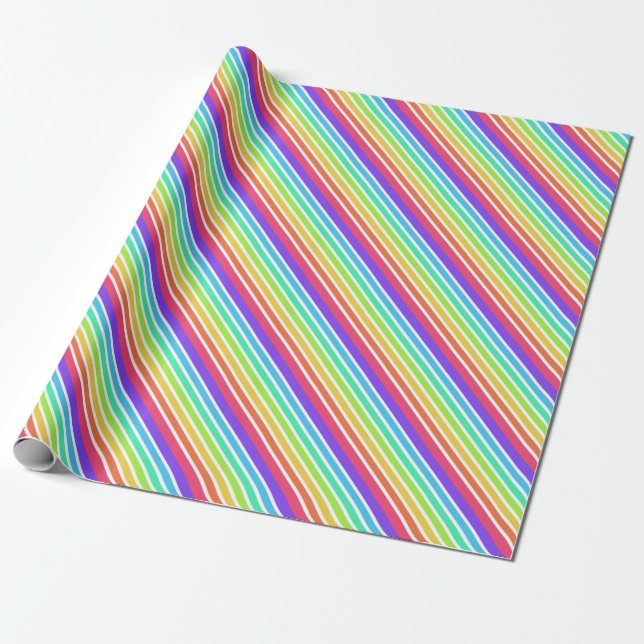 Papier Cadeau Bandes arc-en-ciel lumineuses (Déroulé)