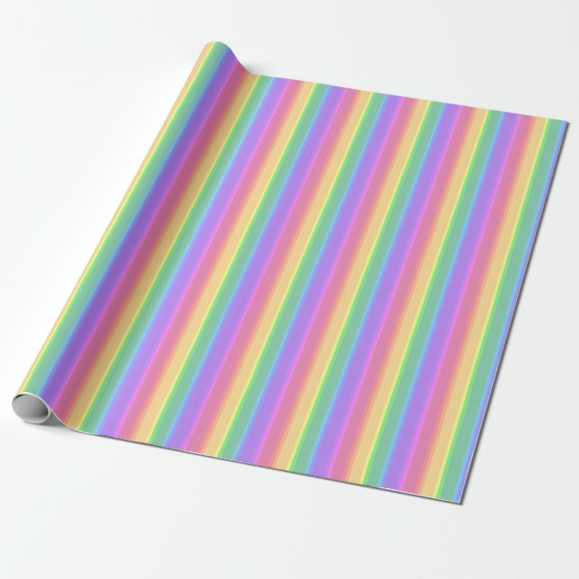 Papier Cadeau Bandes arc-en-ciel pastel (Déroulé)