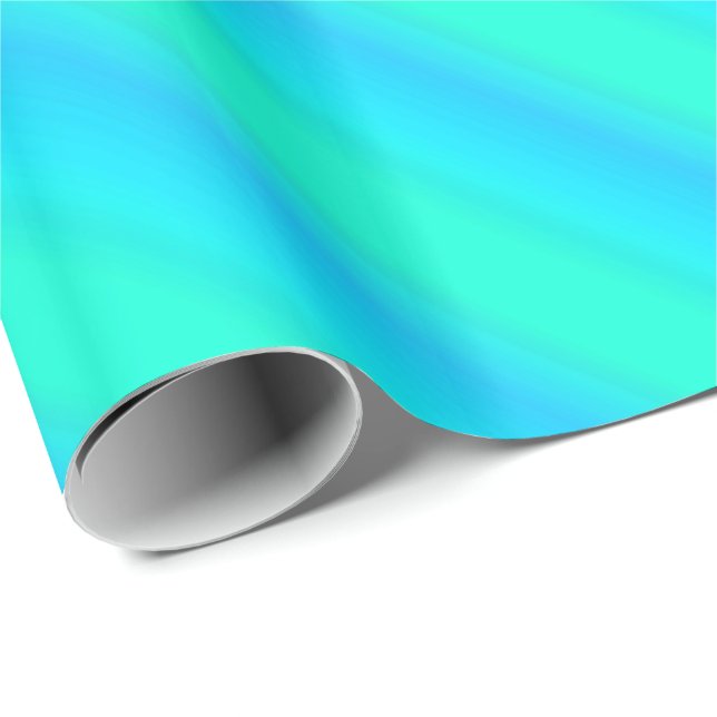 Papier Cadeau Bandes aurora - bleu, aqua, turquoise (Coin rond)