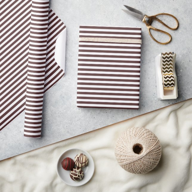Papier Cadeau Bandes blanches et brunes chocolat amour (Artisanat)