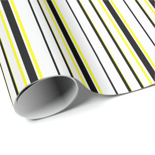 Papier Cadeau Bandes blanches et grises noires