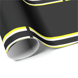 Papier Cadeau Bandes blanches et grises noires