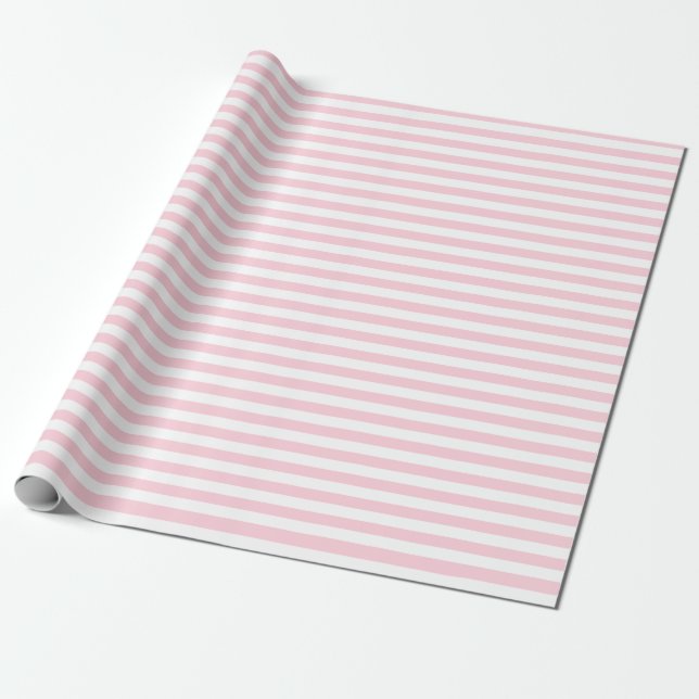 Papier Cadeau Bandes blanches et roses millénaires (Déroulé)