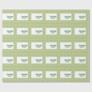 Papier Cadeau Bandes blanches vert citron professeur nom c