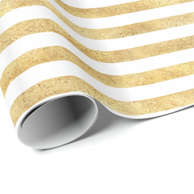 Papier Cadeau Bandes brillantes d'or (Coin rond)