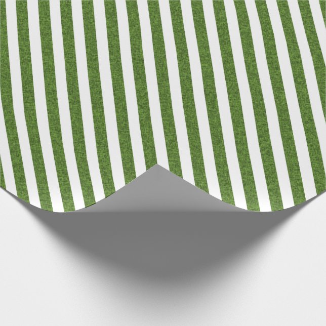 Papier Cadeau Bandes classiques de Noël vertes et blanches (Coin)
