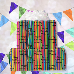 Papier Cadeau Bandes colorées Toutes les occasions Cadeau