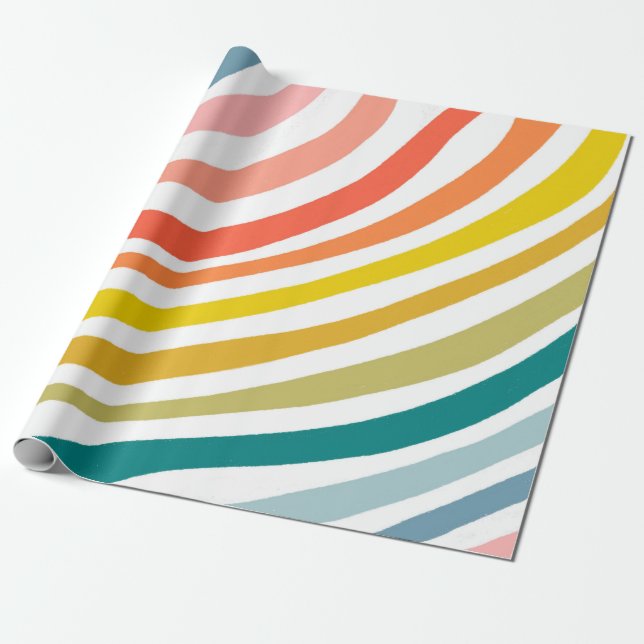 Papier Cadeau Bandes colorées Vagues Cadeau (Déroulé)