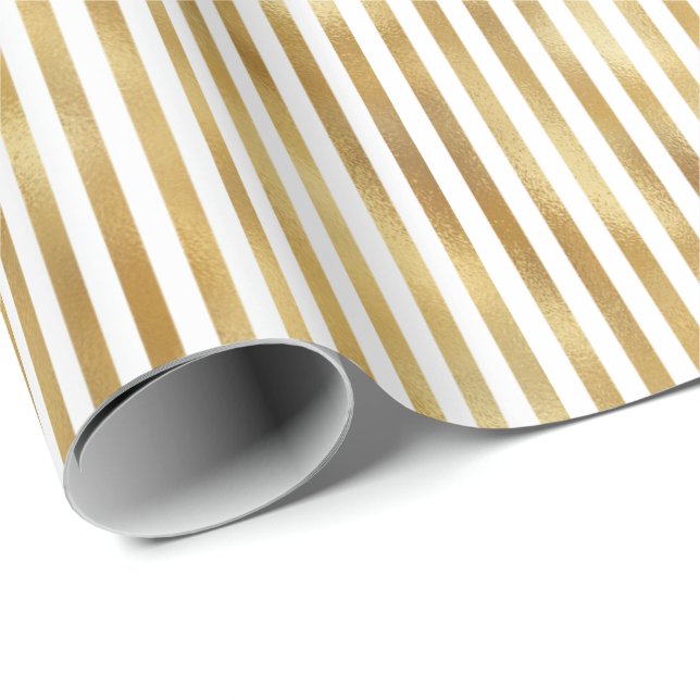 Papier Cadeau Bandes de glam or (Coin rond)