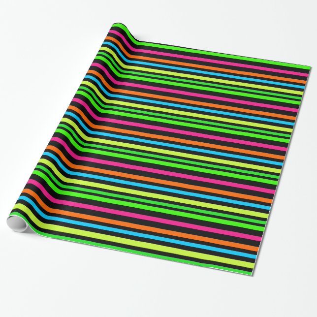 Papier Cadeau Bandes de néon (Déroulé)