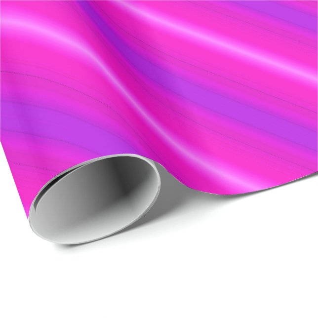 Papier Cadeau Bandes de néon - rose, fuchsia et violet (Coin rond)
