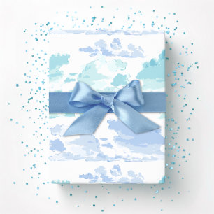 Papier Cadeau Bandes de nuages rêveuses en bleu et aqua