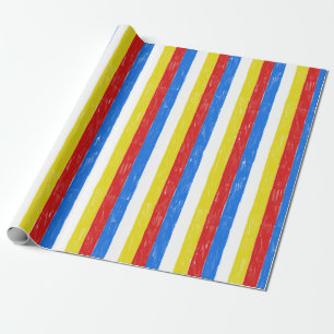 Papier Cadeau Bandes de rayonne couleur primaire