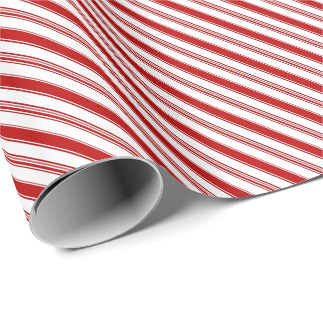 Papier Cadeau Bandes de Sucre de canne rouge et blanc (petite éc (Coin rond)