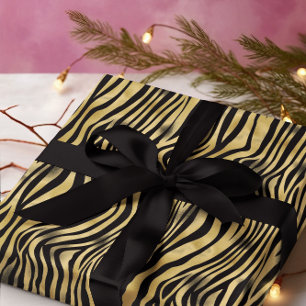Papier Cadeau Bandes de tigres d'or noir