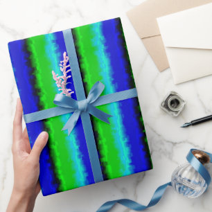 Papier Cadeau Bandes de verre brisé bleu vert