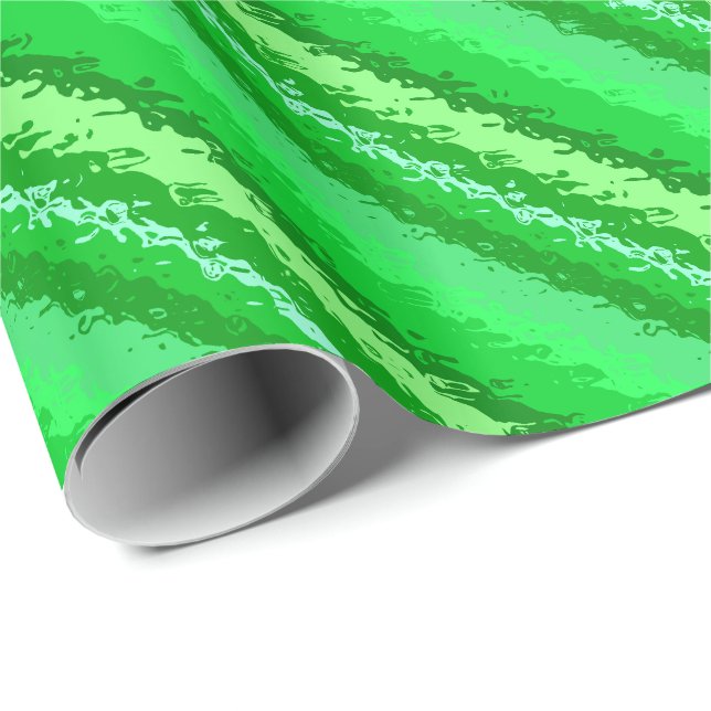 Papier Cadeau Bandes de verre - tons vert émeraude (Coin rond)
