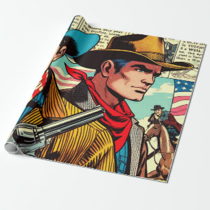 Papier Cadeau Bandes dessinées de cow-boy vintage