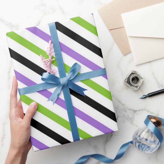 Papier Cadeau Bandes d'Halloween - Motif diagonal gras (Cadeaux)