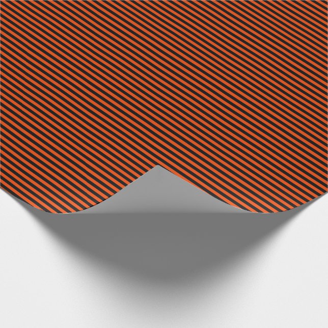 Papier Cadeau Bandes d'orange blanches et noires (Coin)