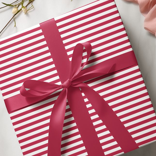 Papier Cadeau Bandes étroites magenta et blanche (Créateur téléchargé)