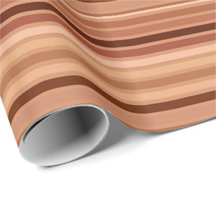 Papier Cadeau Bandes mélangées, Brown, Tan et Crème