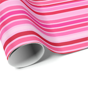 Papier Cadeau Bandes mélangées, Fuchsia, Maroon et rose