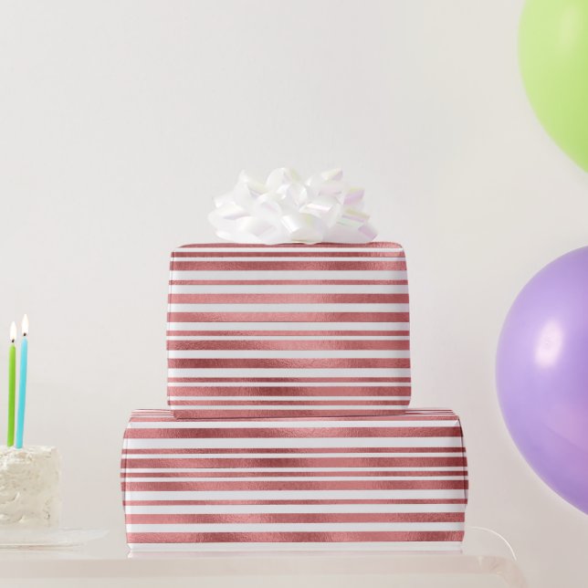 Papier Cadeau Bandes métalliques roses dorées roses (Cadeaux de fête)