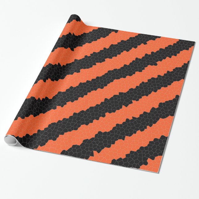 Papier Cadeau Bandes Oranges Et Noires (Déroulé)