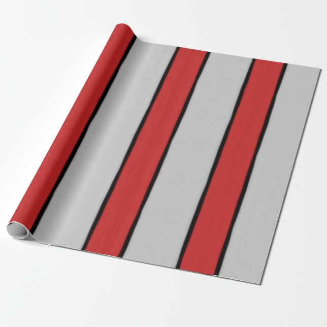 Papier Cadeau Bandes rouge noir et blanc (Déroulé)