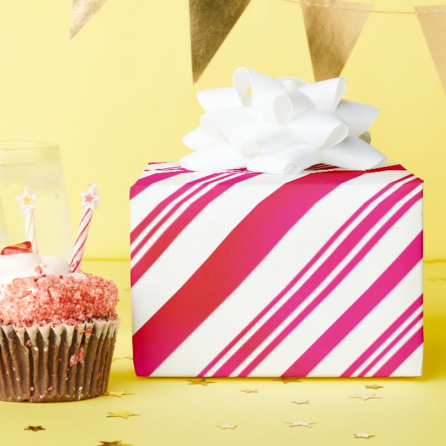 Papier Cadeau Bandes rouges et blanches (Fête d'anniversaire)
