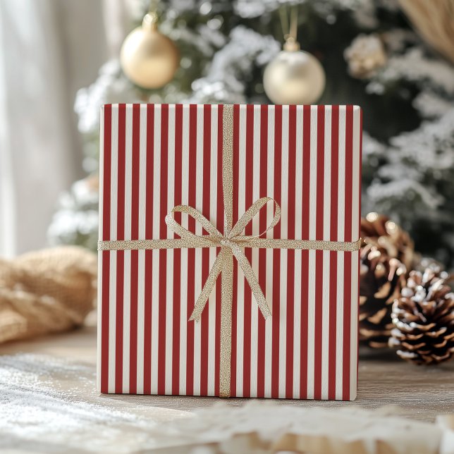 Papier Cadeau Bandes rouges Vintages rétro (Créateur téléchargé)