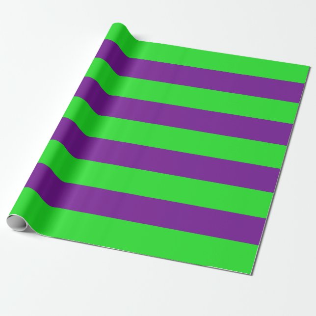Papier Cadeau Bandes vertes et violettes (Déroulé)