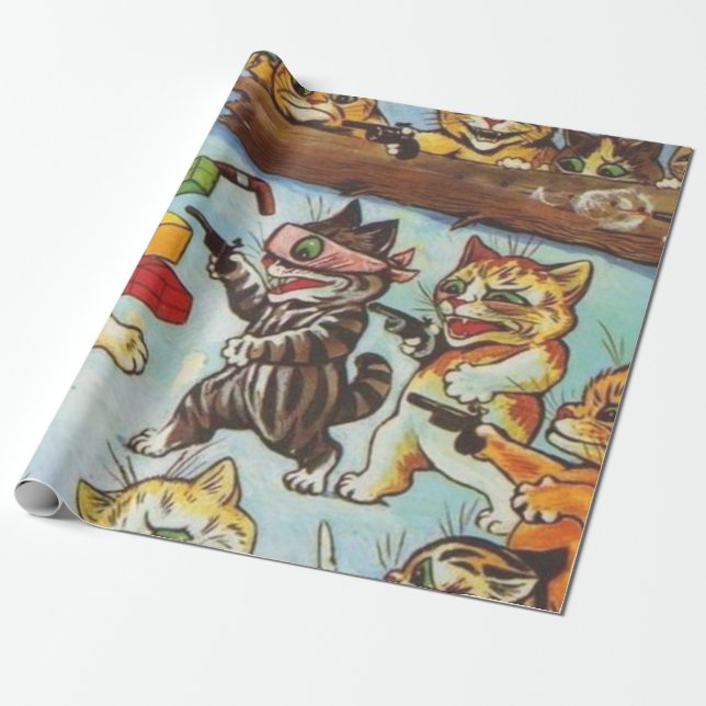 Papier Cadeau Bandits Kitten De Louis Wain (Déroulé)