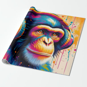 Papier Cadeau Banksy DJ Monkey Gorilla Chimp